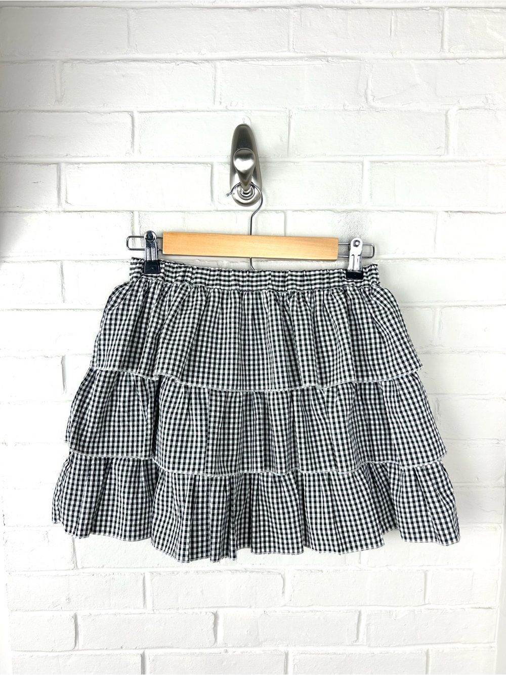 Forever 21 Gingham Plaid Ruffle Mini Skirt Size S